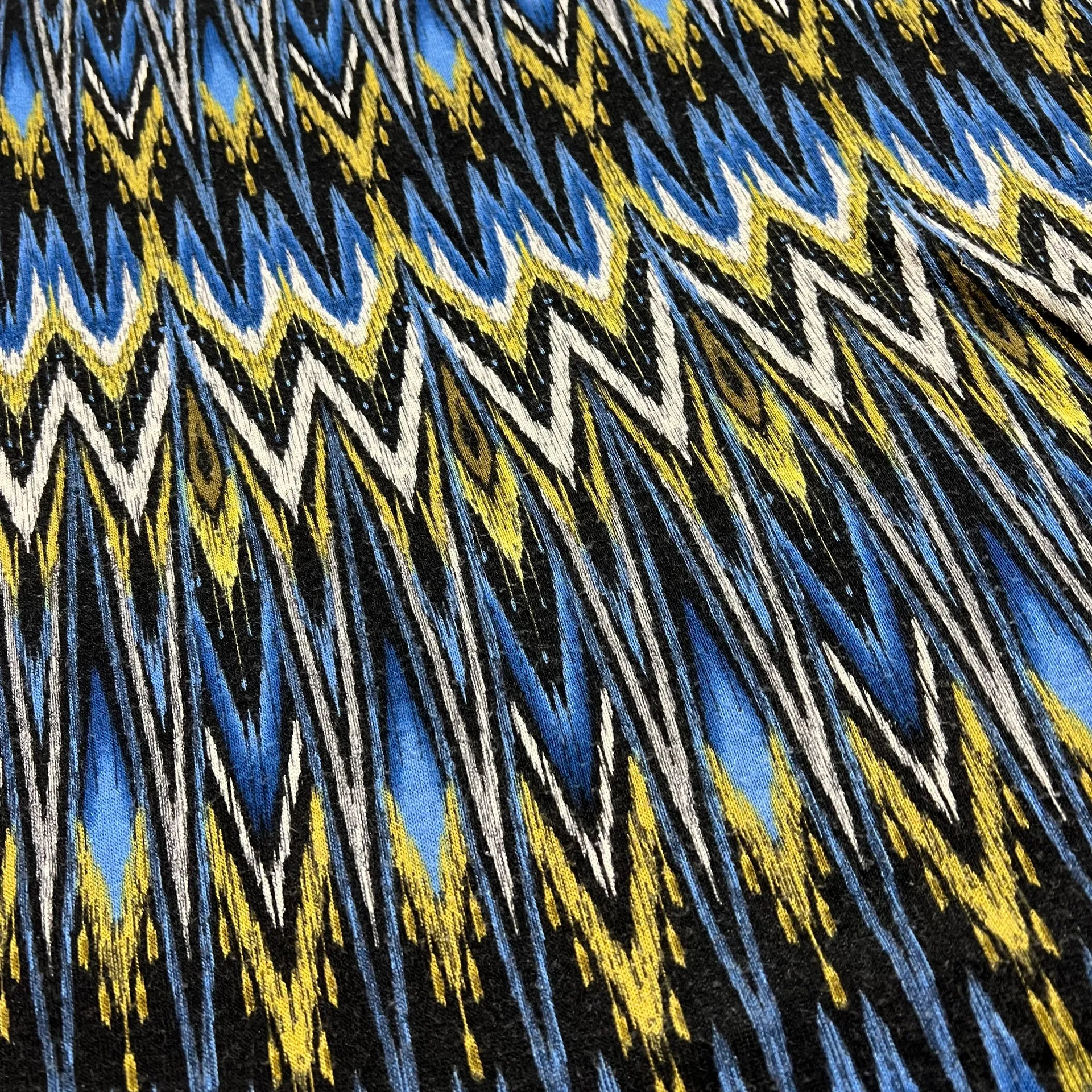 J.Jill   Wearever Collection Black Blue Yellow Abstract Print Short Sleeve Top - Image 3