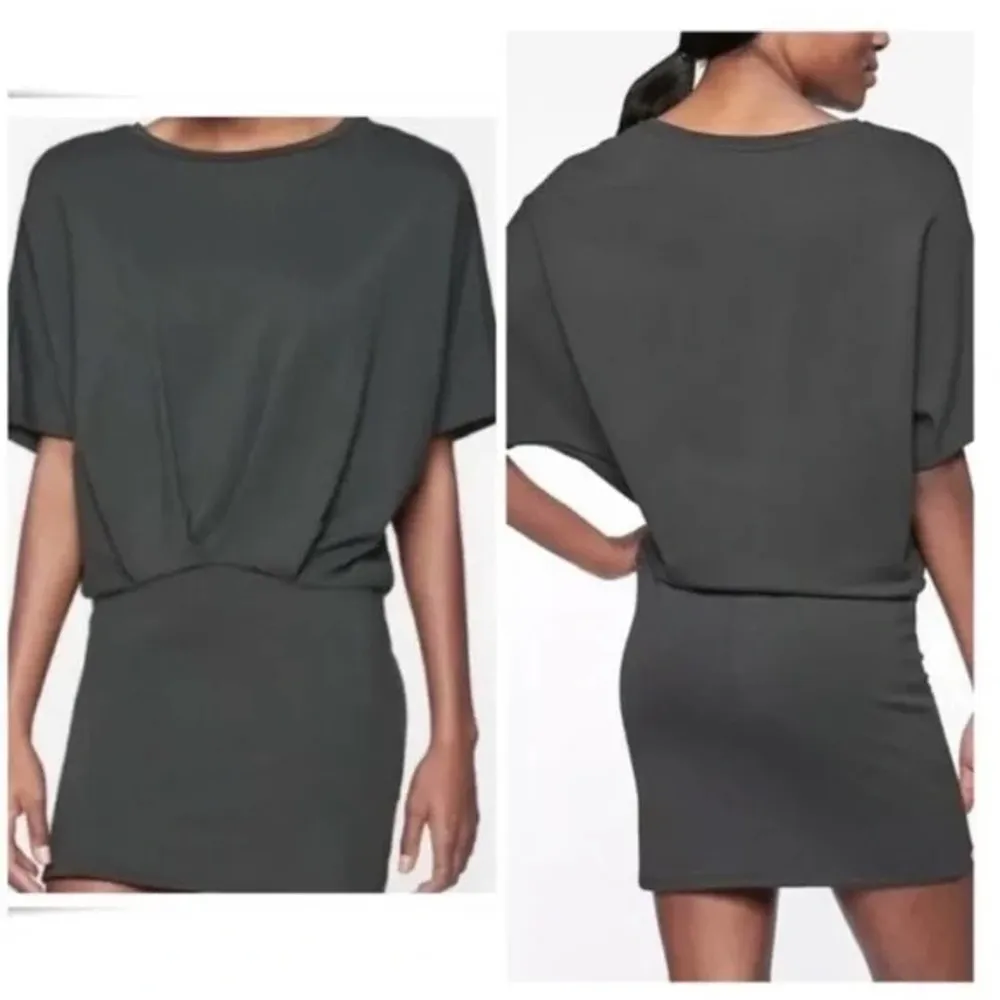 Athleta Womens Dress XXS Pronto Pleated Stretch Dolman Sleeve Round Neck Gray - Image 12