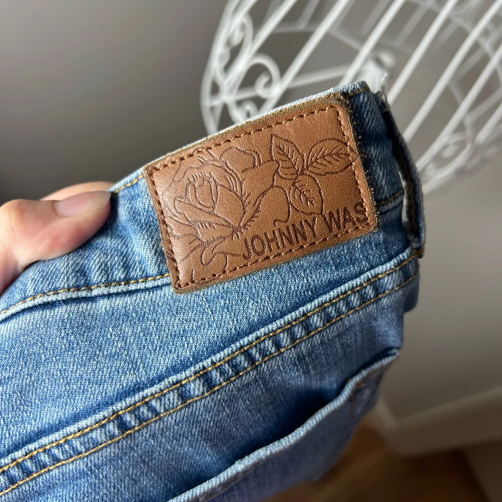 Johnny Was Boyfriend High Rise Distressed Straight Leg Jeans Size 30 Bohemian - Image 4