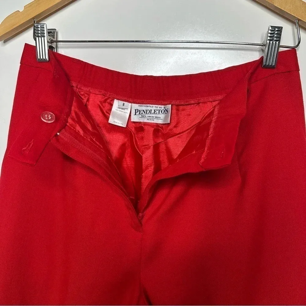 Pendleton Red 100% Virgin Wool Ultra High-Rise Straight Leg Pants Size 8P - Image 7