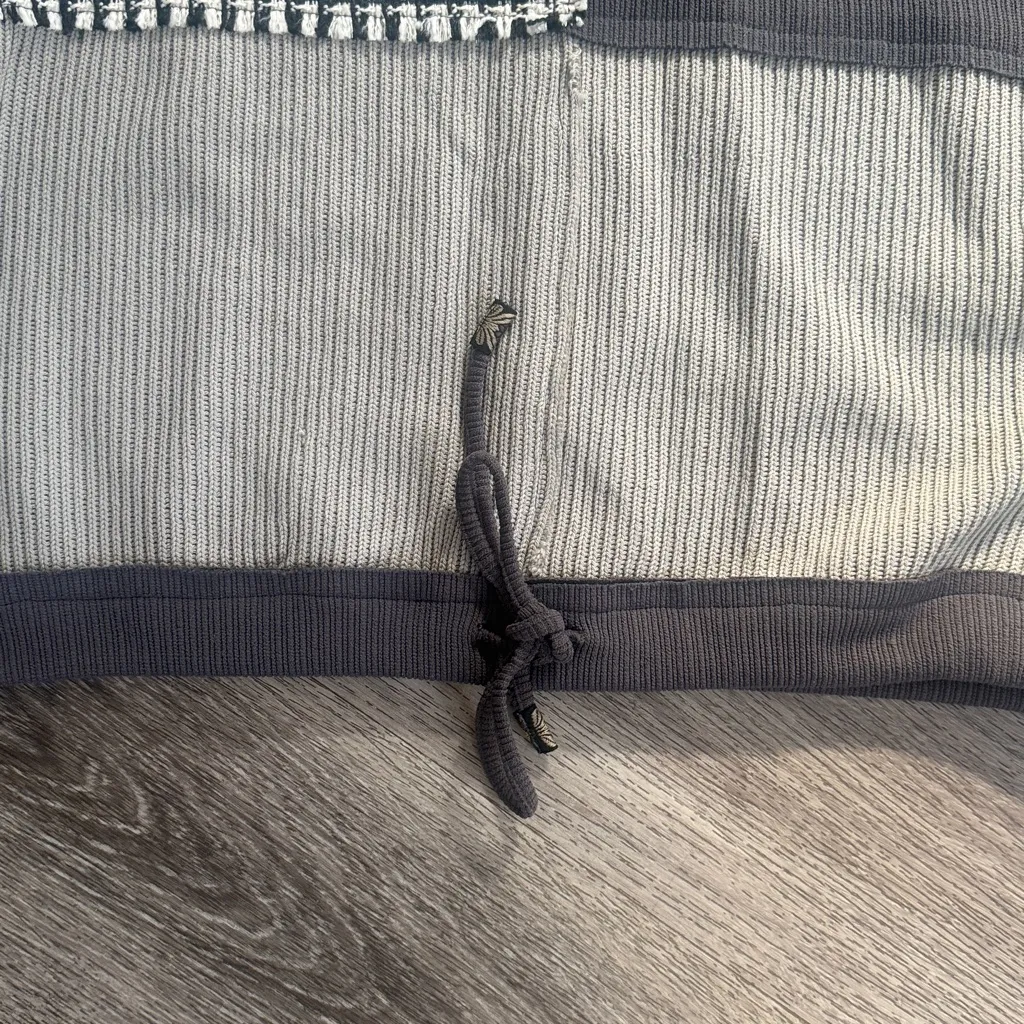 POL Patchwork Sweater with Houndstooth and Stripes Oversized Boho Medium - Image 4