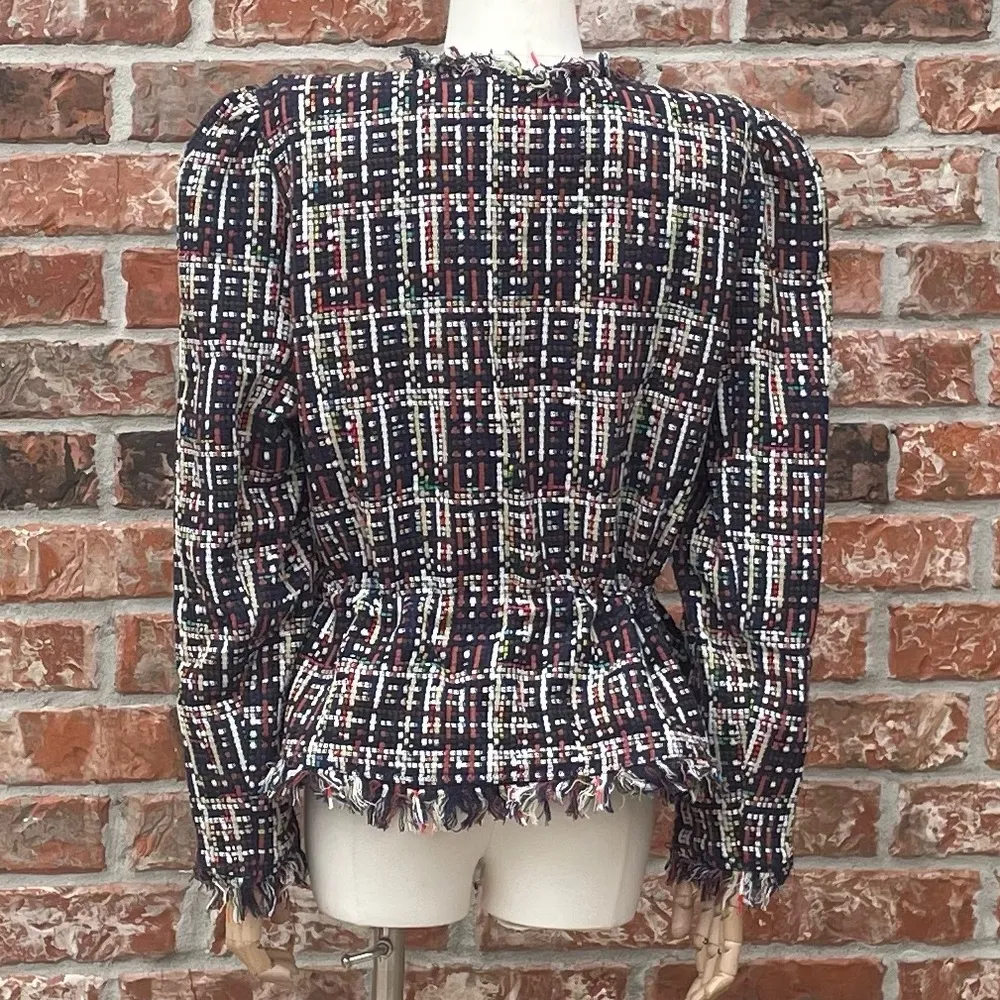 Halogen petite plaid woven blazer with an adjustable waist and fringe / LP - Image 9
