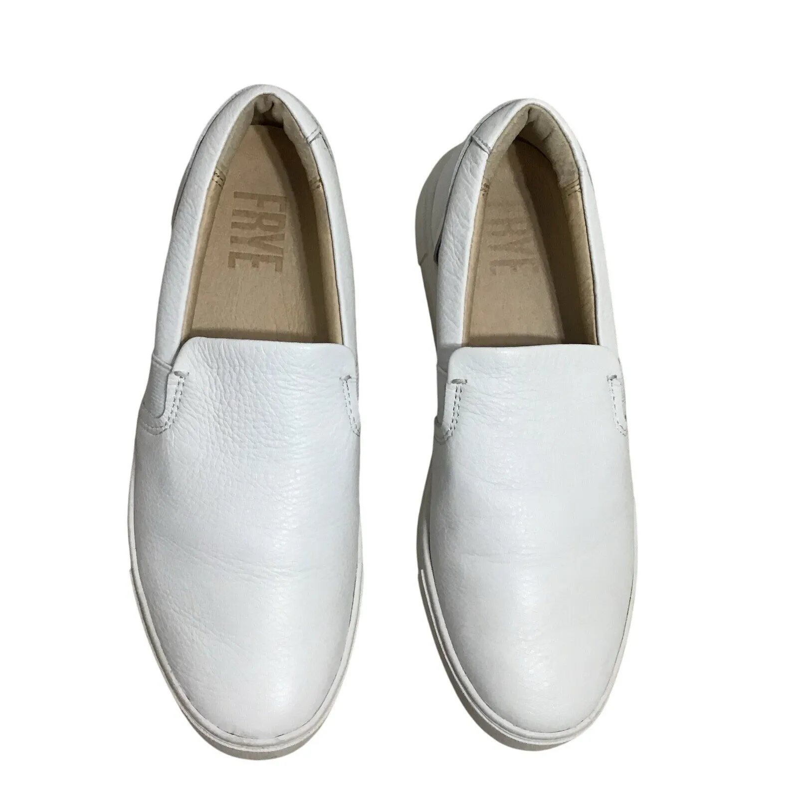 Frye Ivy Women's All White Leather Slip On Sneakers Round‎ Toe Comfort Shoes 8 - Image 3