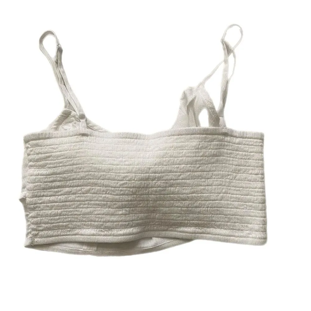 NWT Aerie White Tie Front Crop Top Size Small - Image 2