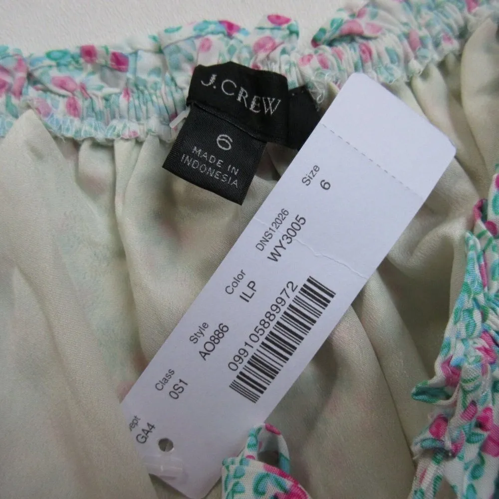 NWT J.Crew Puff-sleeve Midi in Ivory Larkspur Pink Smocked Tiered Dress 6 - Image 5