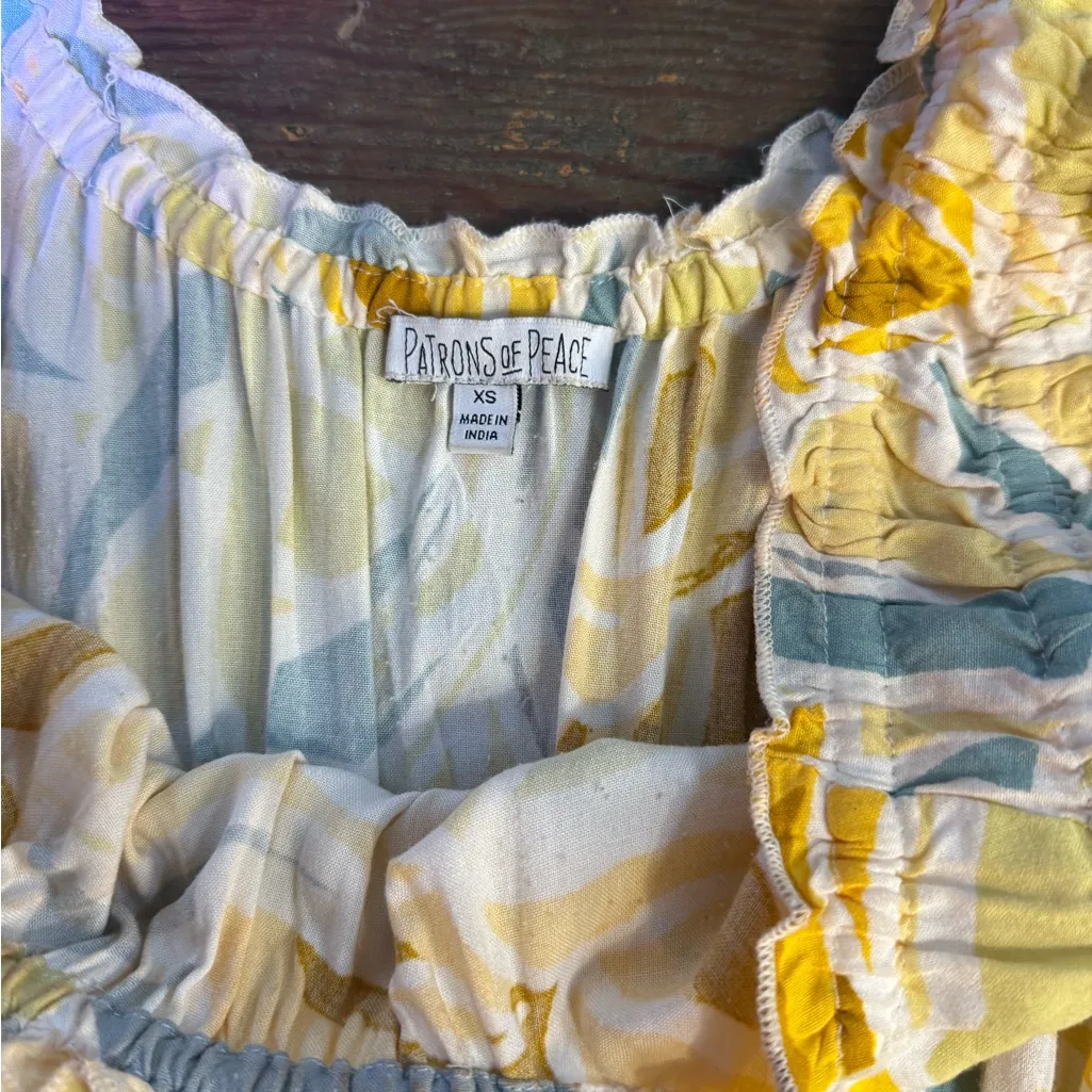 Patrons of Peace Smocked Waist Yelloe Floral Midi Length Dress ~ Size XS 💚🍄 - Image 7