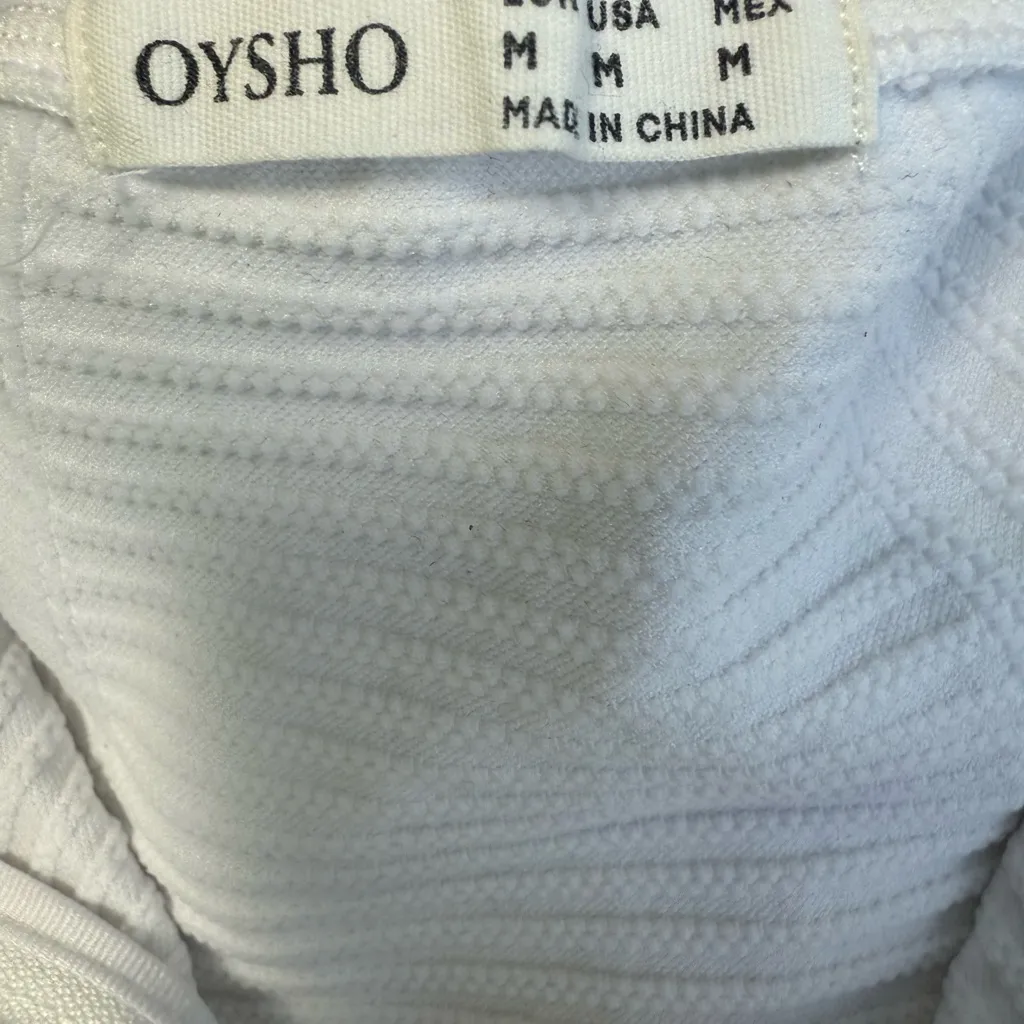 Oysho High-Neck White fitted Long Sleeve Active Top - Image 7