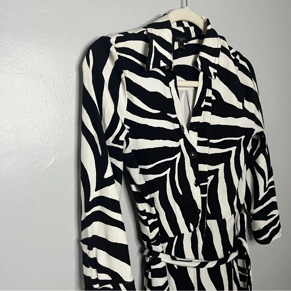 Talbots Monochrome Zebra Long Sleeve Dress - Image 2