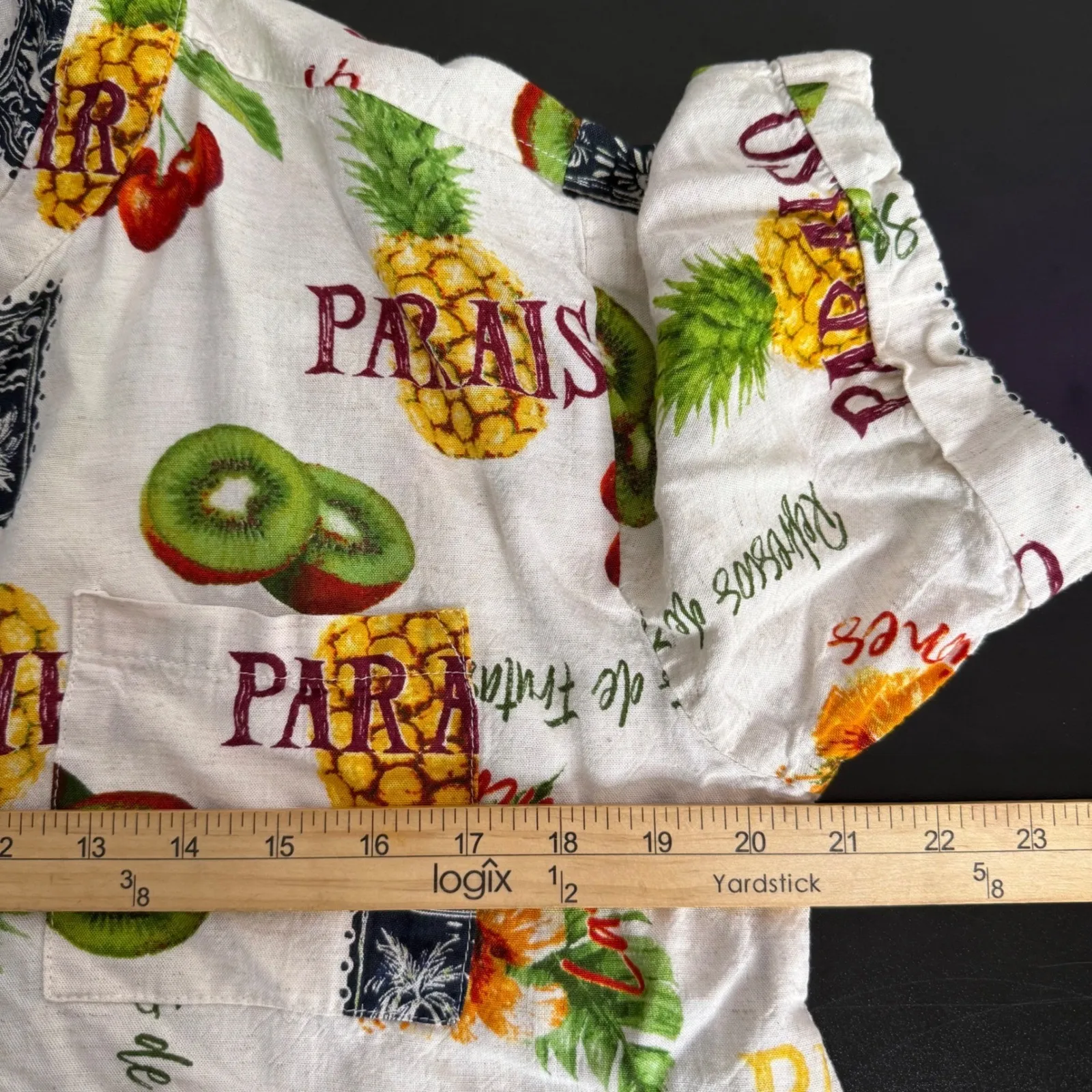 Live A Truth Fruit Print Crop Top Shorts Set Vacation Resortwear Size L Tropical White Size L - Image 9