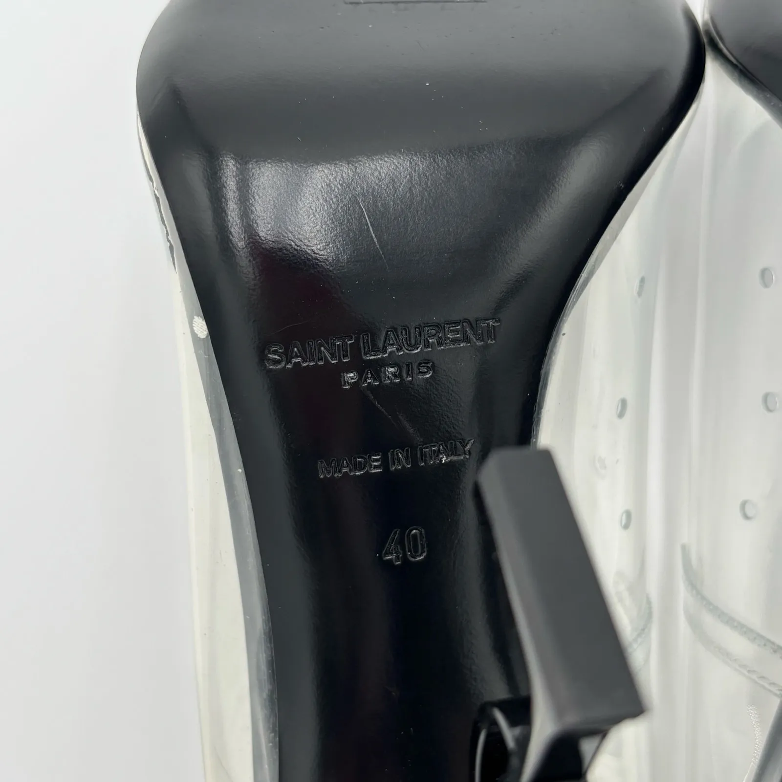 Saint Laurent Opyum 110 YSL High Heel Pump Clear Transparent PVC Black Size 40 - Image 14