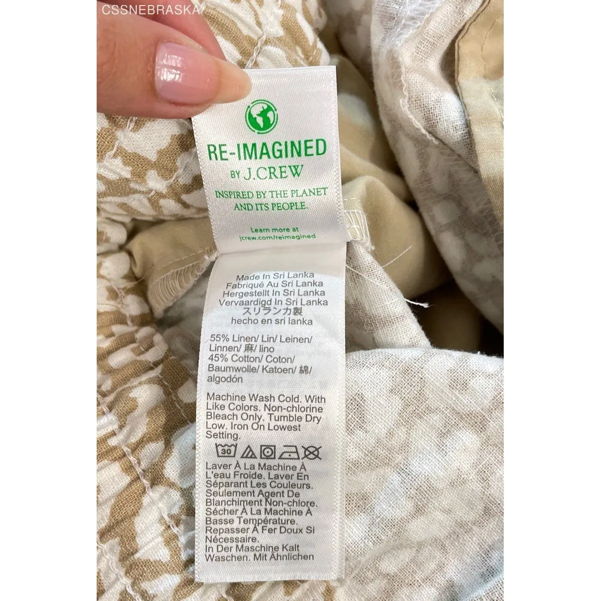 J.Crew Pants Women's Beige Ivory Linen Blend Leopard Cuffed Beach City - Size 4‎ - Image 11