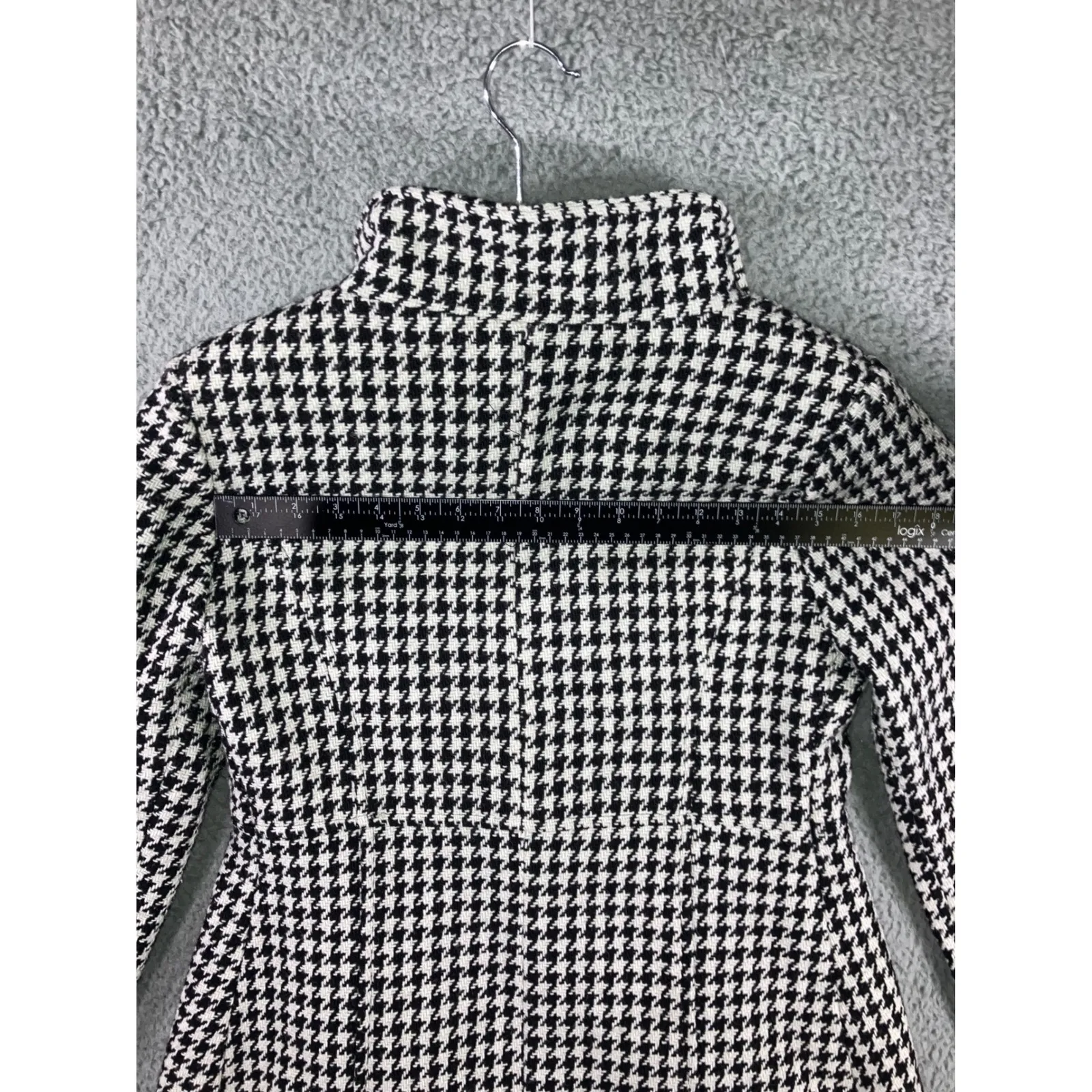 Vintage‎ Bitten Sarah Jessica Parker PeaCoat Women Medium Houndstooth Wool Blend Black - Image 6
