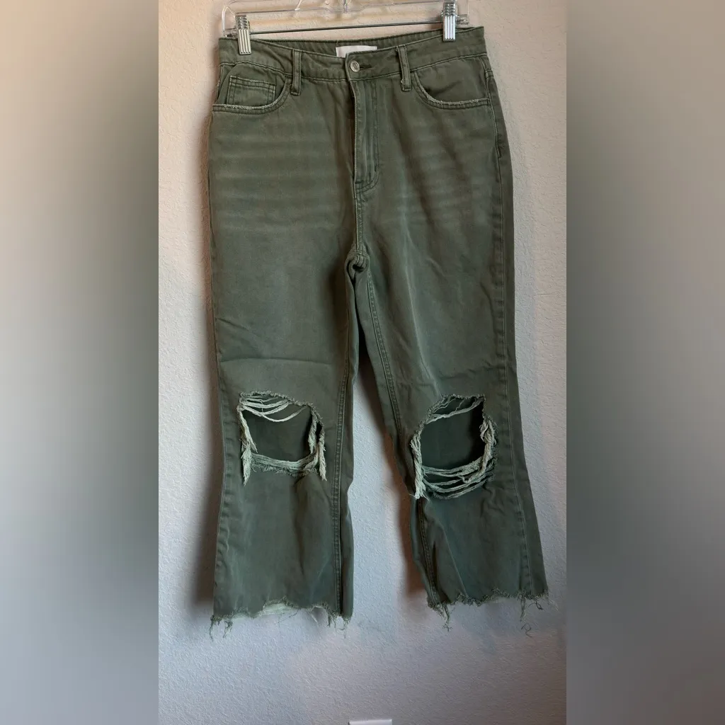 VERVET Beetle - Super High Rise 90s Vintage Crop Flare Olive Women’s Sz 28 - Image 3