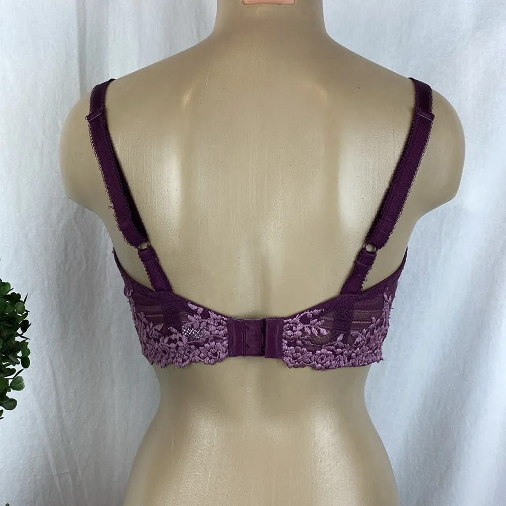 Wacoal Purple Lace Underwire Unlined 65191 Bra 38DD - Image 2