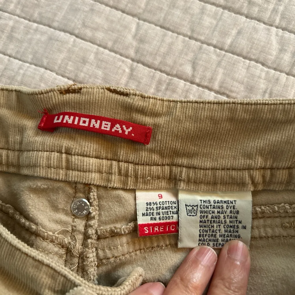 Union bay VTG Y2K low rise 70’s western tan corduroy wide boot flare leg pants 9 - Image 4