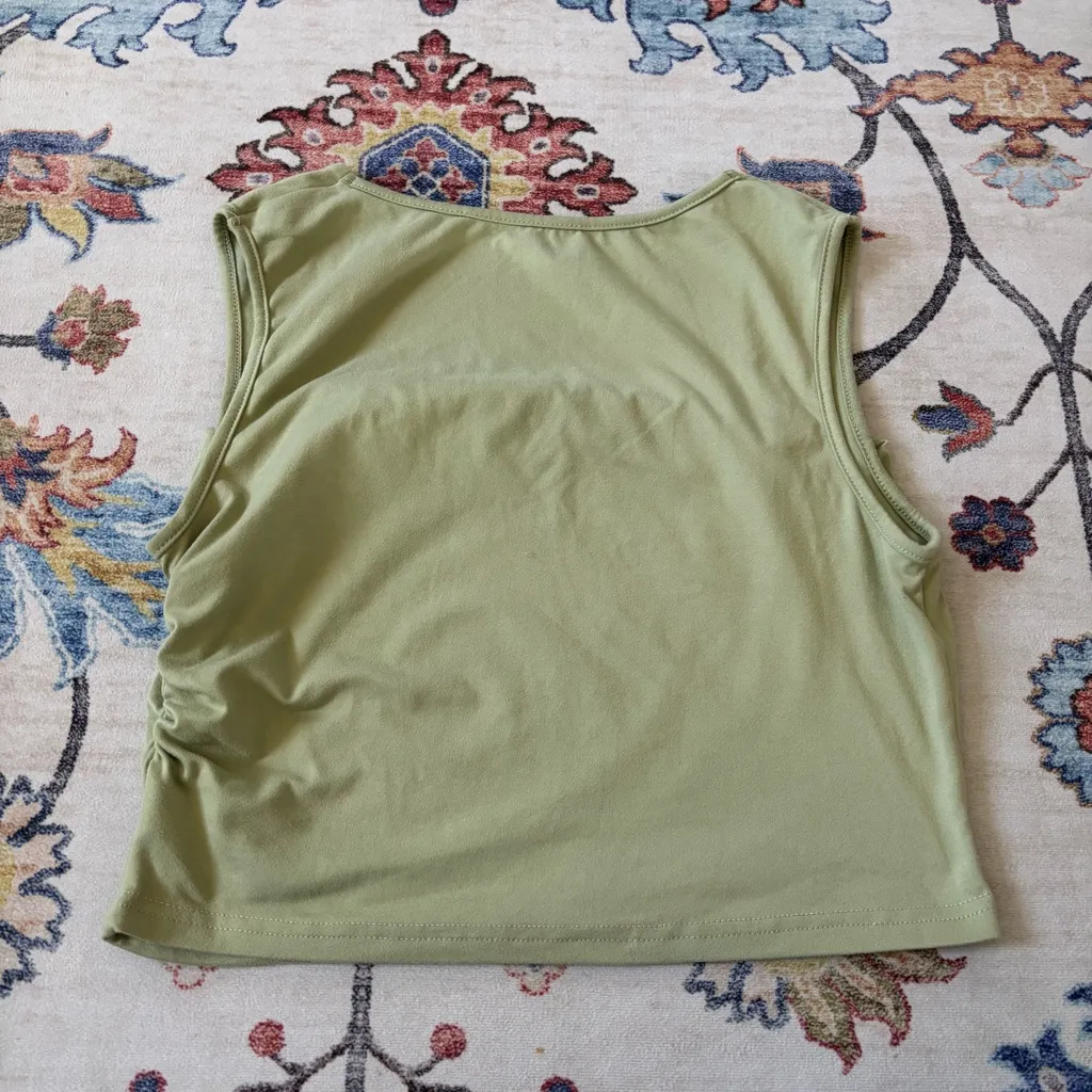 SHEIN Sage Green Square Neck Cowl Stretchy Cropped Top Large - Image 2