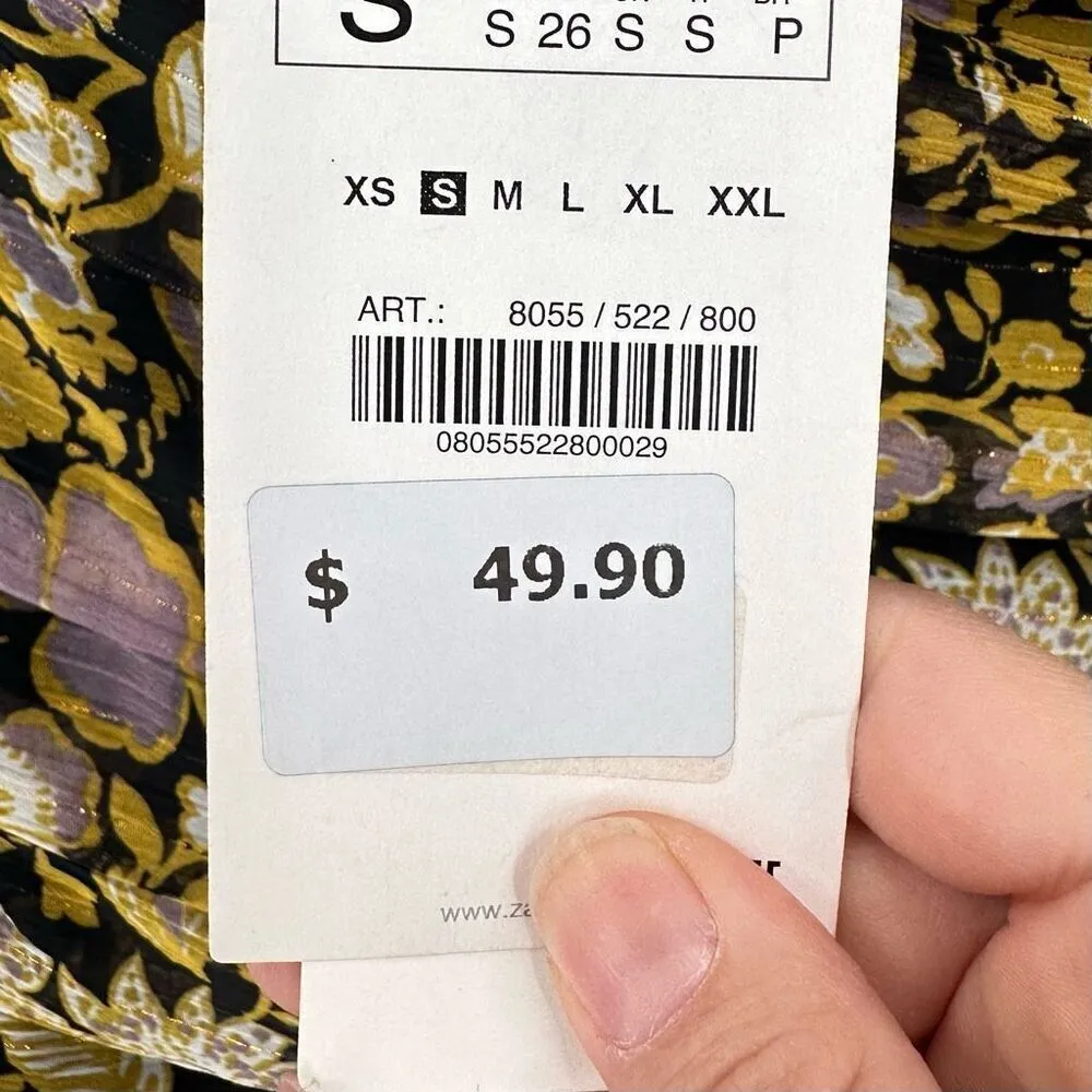 NWT Zara One Shoulder Floral Ruched Metallic Mini Dress BodyCon Small Party Club - Image 12