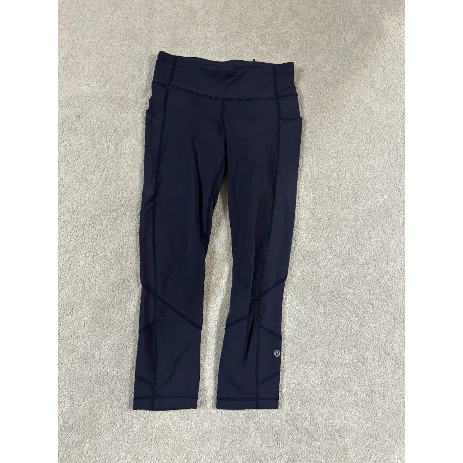 Lululemon Pace‎ Rival Crop 22" Leggings Women's 4 Navy Blue Yoga Athleisure - Image 3
