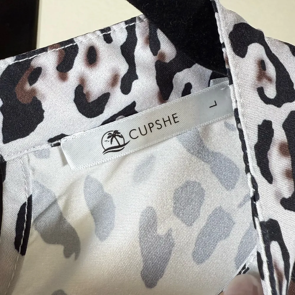 Cupshe Ruffle Sleeve Leopard Print Tiered Babydoll Dress Flowy Boho Flowy Large - Image 4