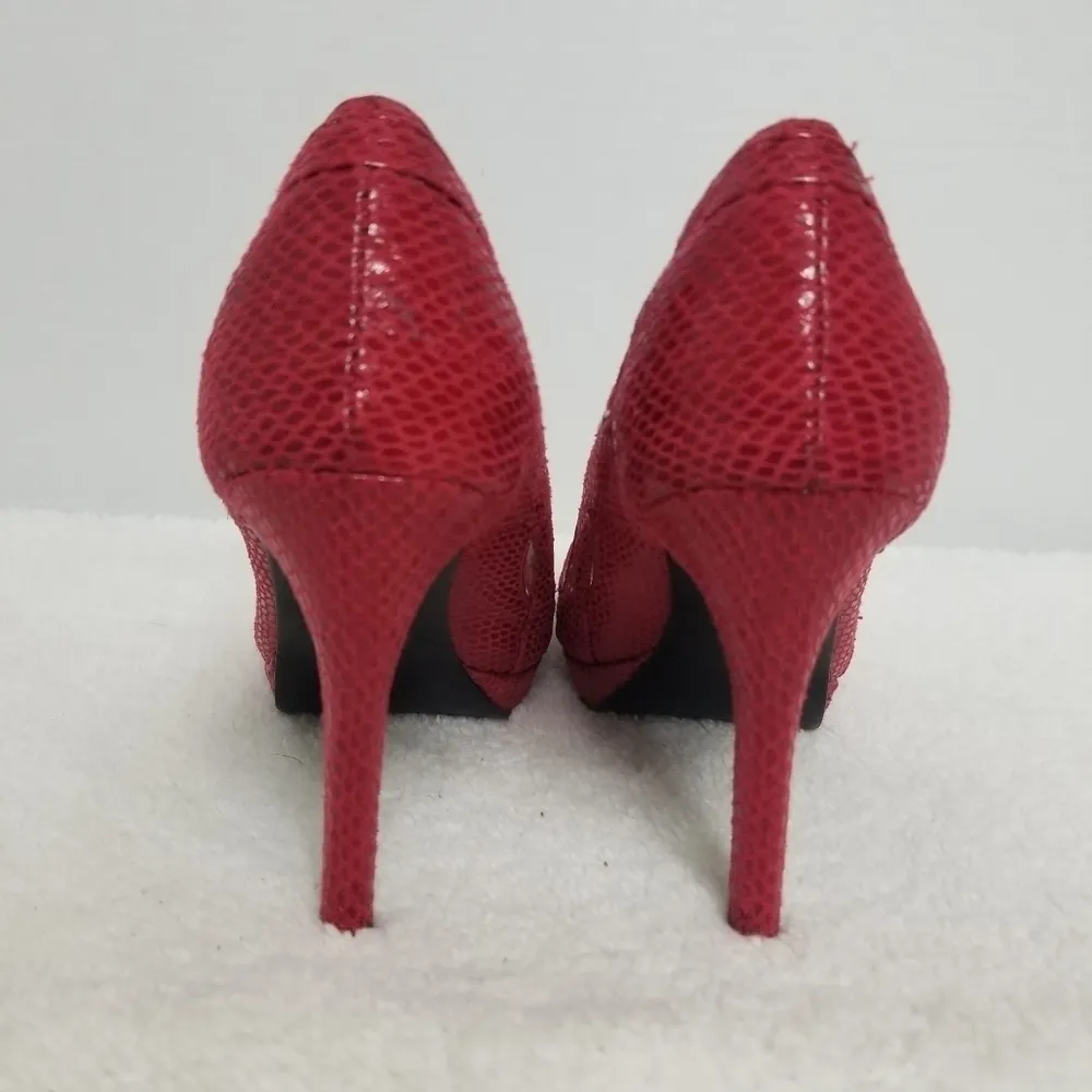 White House Black Market  snakeskin red heels - Image 5