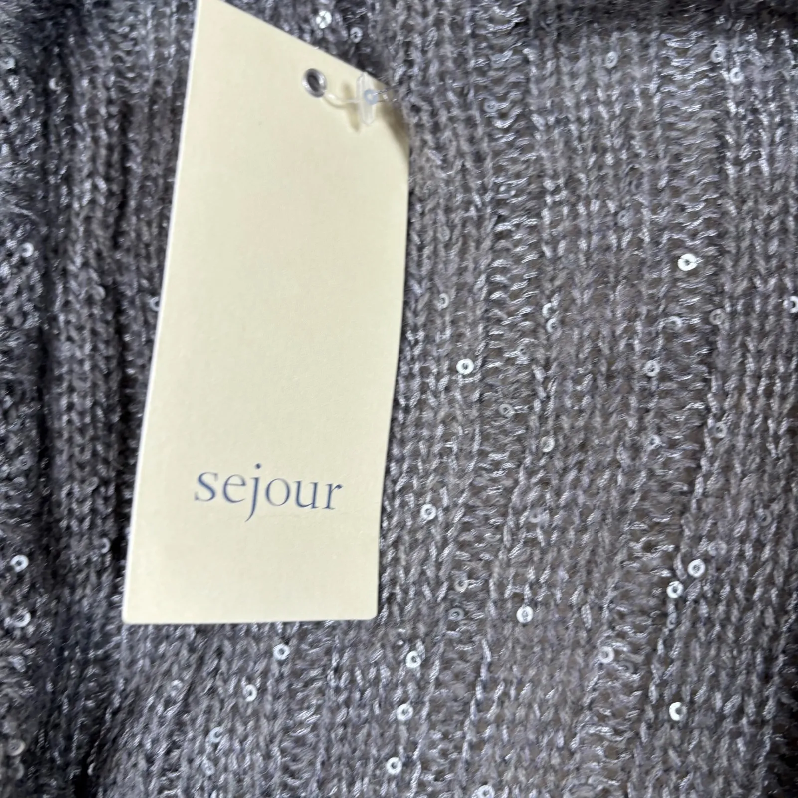 Sejour Women Gray Sequin Knit Open Front Cardigan Sweater 3X - Image 5