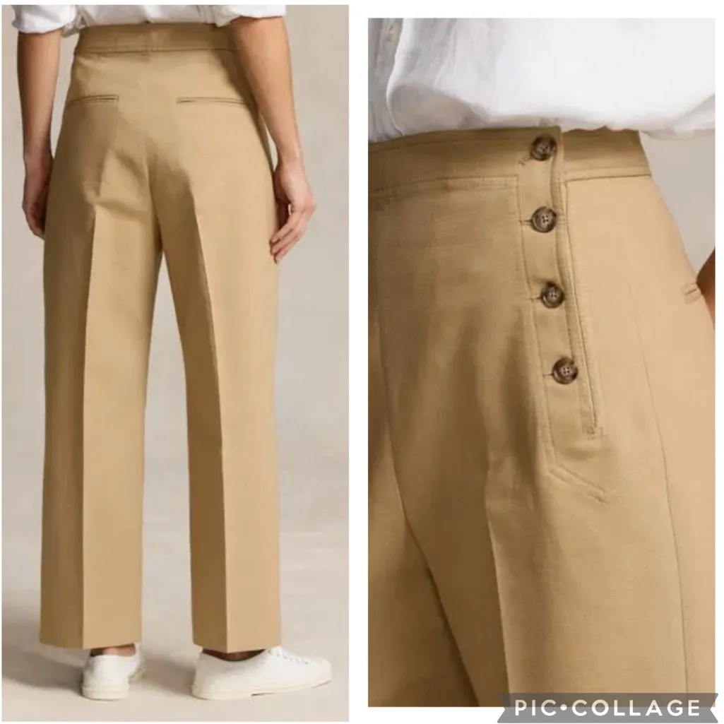Polo Ralph‎ Lauren Wide Leg Crop Sailor Trouser Monument Tan 18 - Image 3