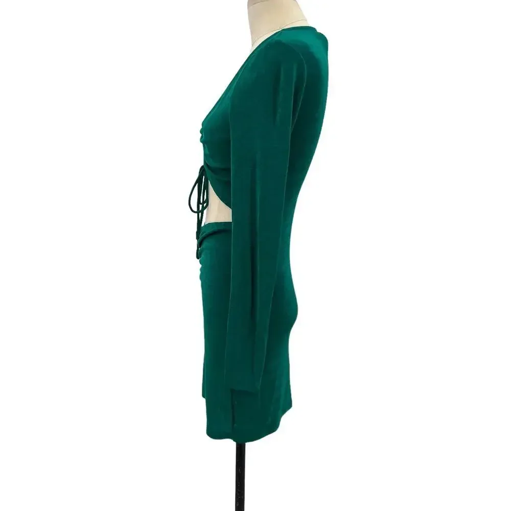 Princess Polly Kylie Mini Dress Forest Green Cut-Out‎ Ruched Bodycon Size US 8 - Image 7