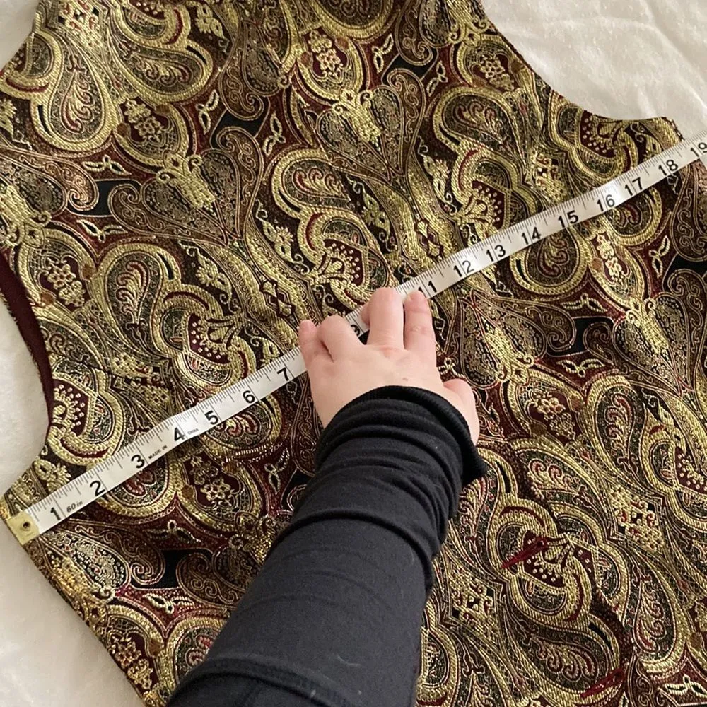 NEW Coldwater Creek Brocade Pattern Vest Shiny Gold Small Woven Thread Posh NWT - Image 10