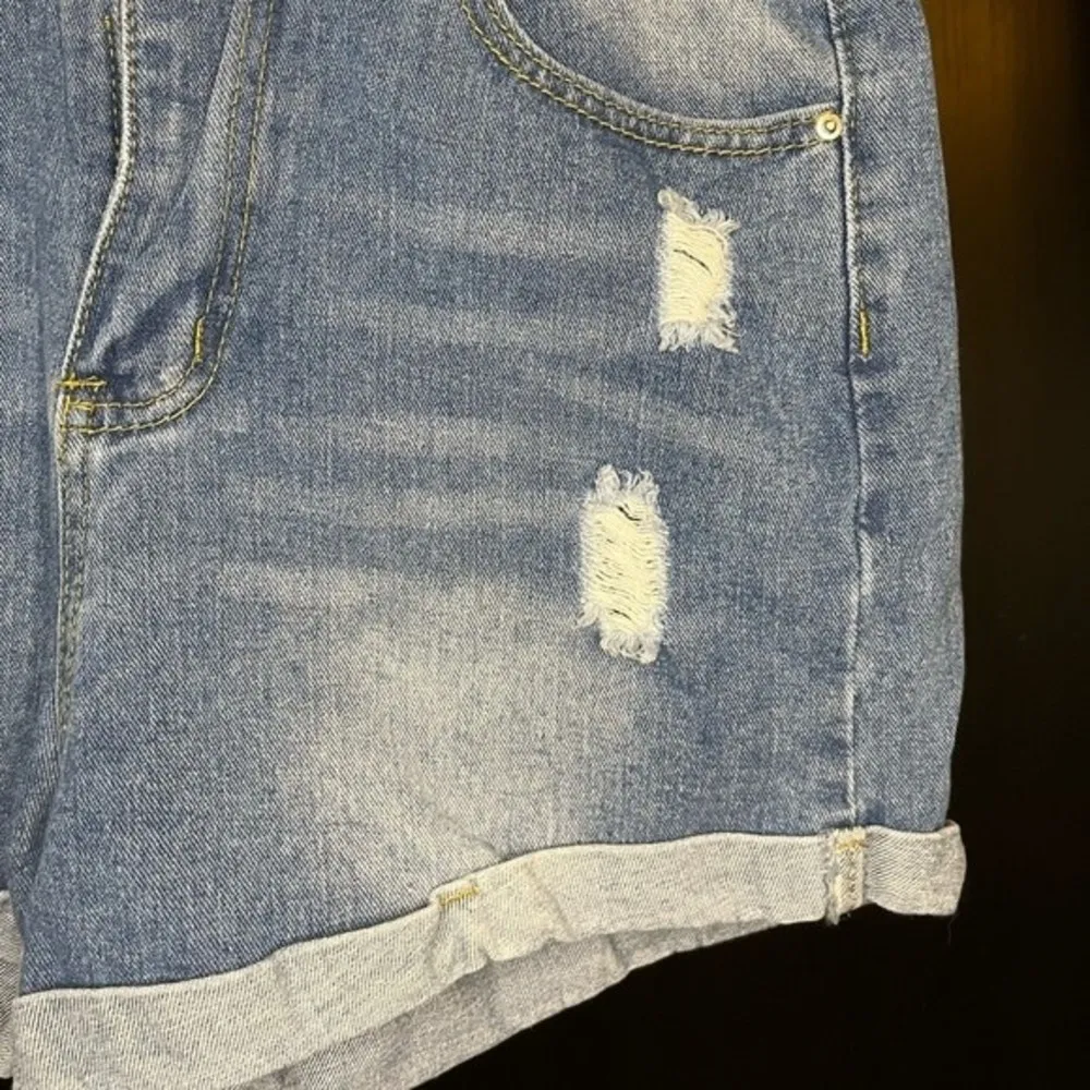 SHEIN Distressed High Waisted Jean Shorts Size Medium - Image 23