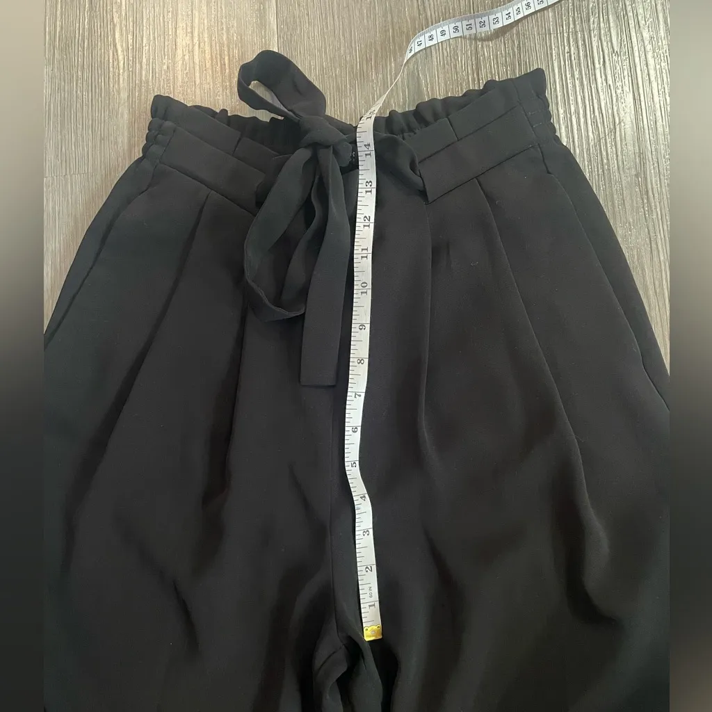Zara High Rise Wide Leg Tie-Waist Trouser Pants Black size XS - Image 7