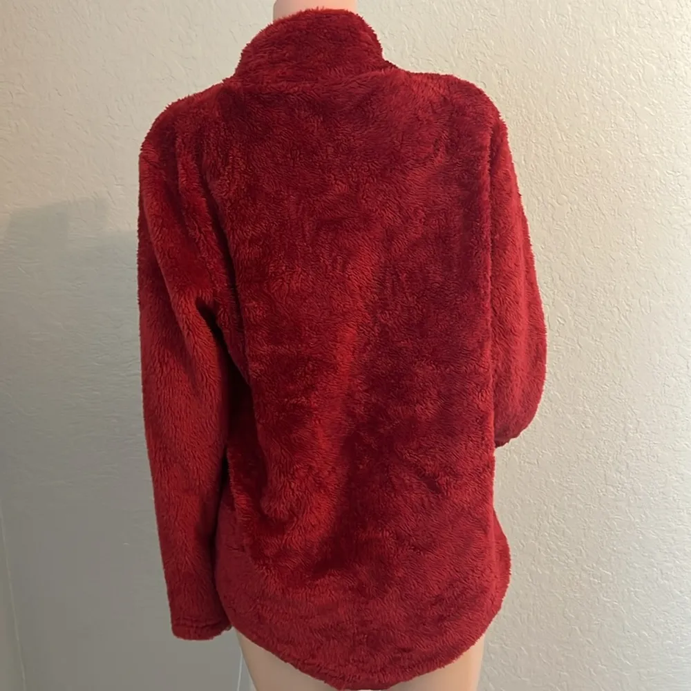 Real Essentials Ladies Minky 1/4 Zip Jacket Curved Hem Winery size Large NWT#181 Red - Image 11