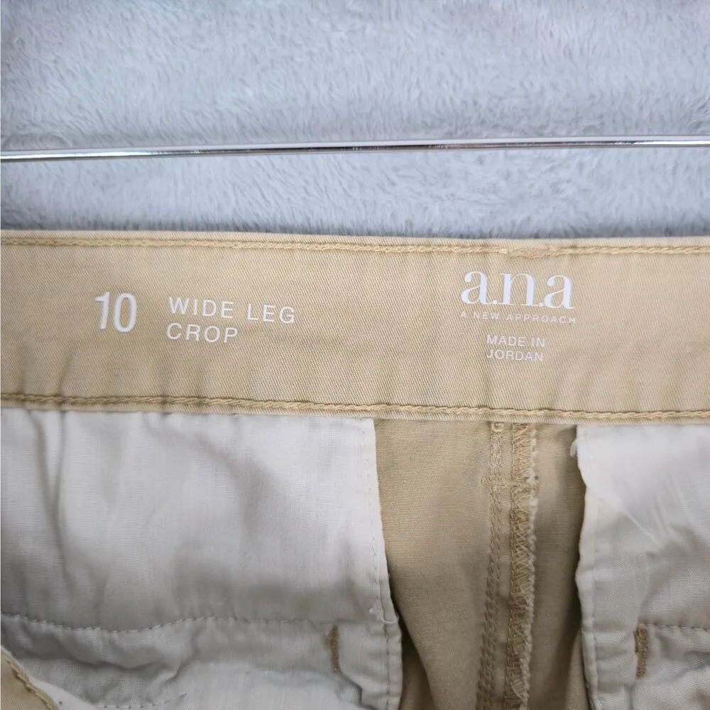 ANA Chino Pants Womens 10 (32x25) Wide Leg Crop Tan Brown Stretch High Rise - Image 8