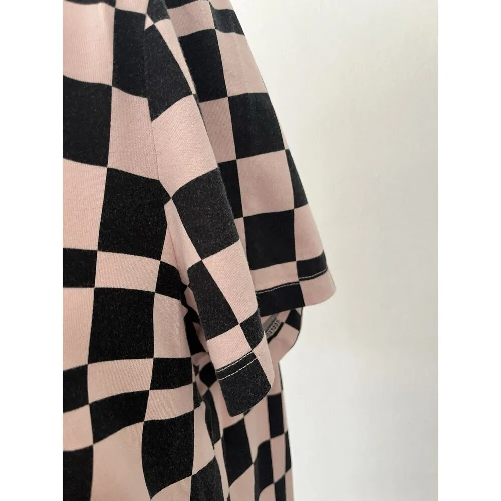 PUMA DOWNTOWN XL Pink Black Skate Punk CHECK Crew Neck Cotton Tshirt - Image 6