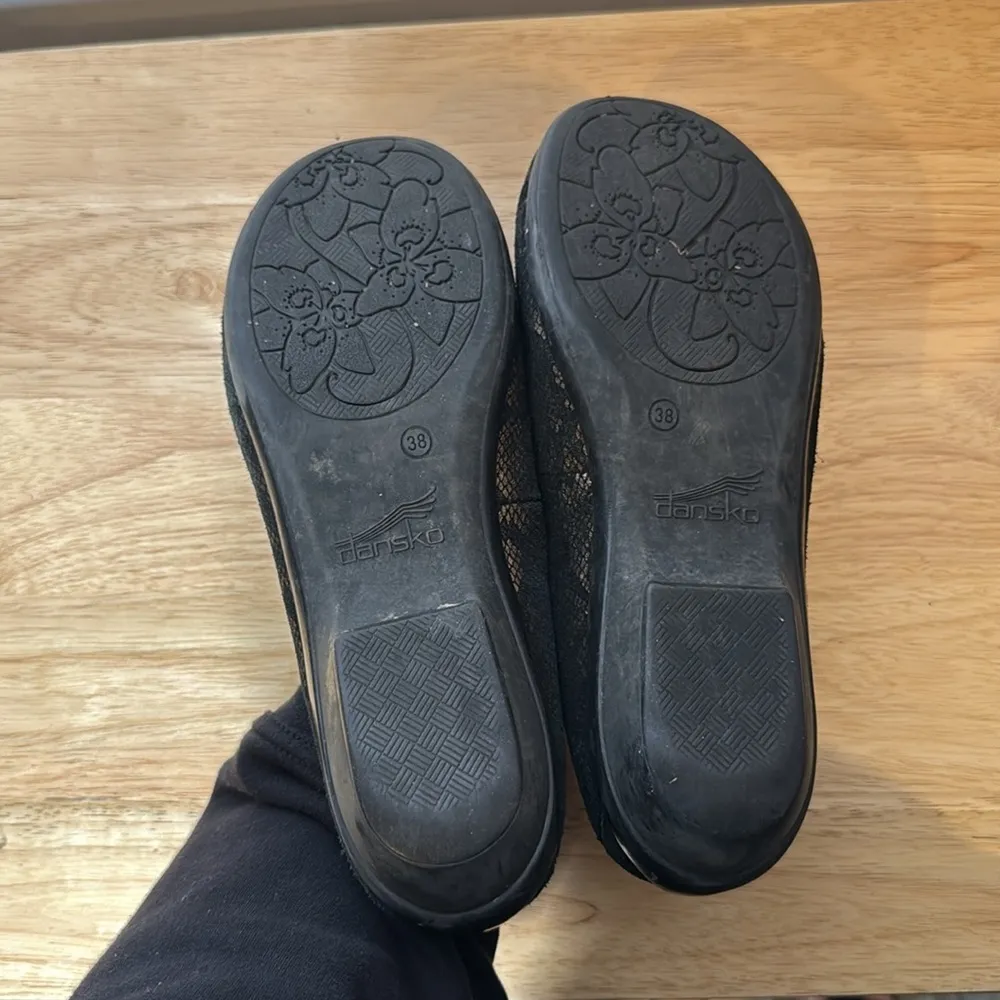 Dansko Olivia Black + Bronze Snakeprint Leather Flats Loafers Clogs 38/ 7.5-8 - Image 5