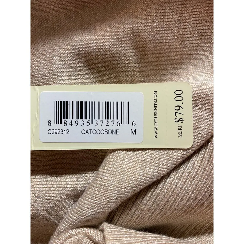 Cyrus Knits Women's Size Medium Bone Cream Oat Tan Long Sleeve Blouse NWT - Image 5