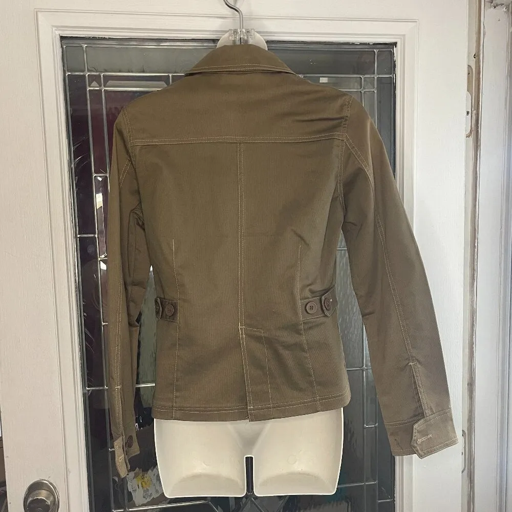 Joli Cargo Pocket Denim Greenish Brown Jacket Sz S Green - Image 3