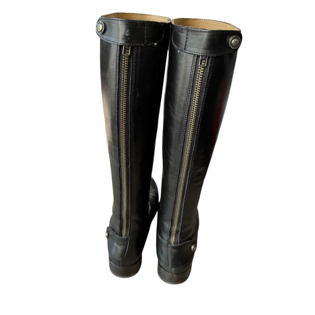 Frye - Melissa Button Back Zip Tall Boots Black Leather Sz 6.5B (Extended Calf) - Image 7