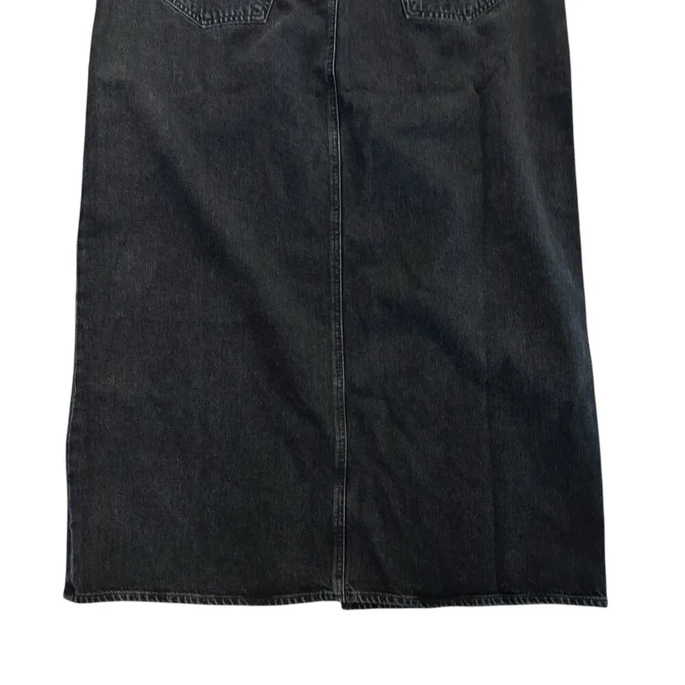 NEW Agolde Leif Front Slit Denim Maxi Skirt Spider Black Size 32 Casual $238 - Image 8