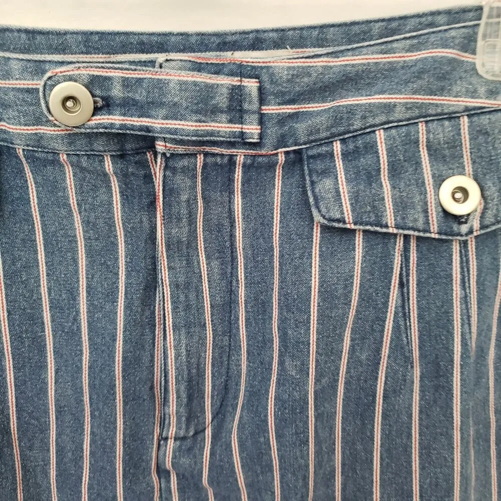 Her Entire Name Says Grace Womens Skirt Size Large Denim Striped Nautical Preppy Blue - Image 7
