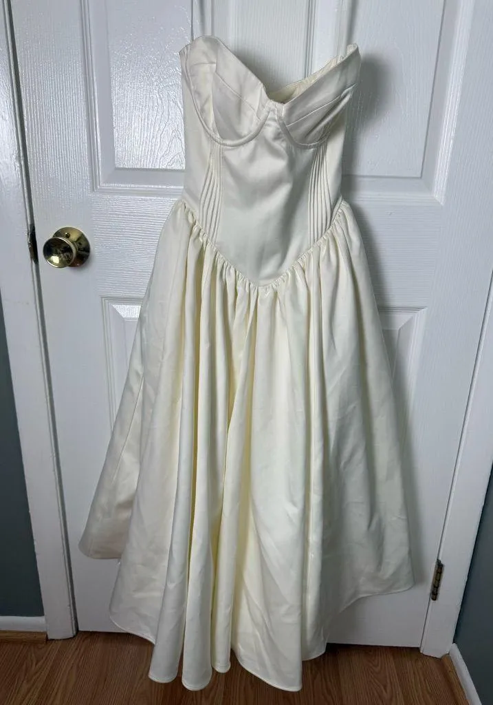 House of CB Coco Vintage Ivory Satin Midi Dress XS - Image 2