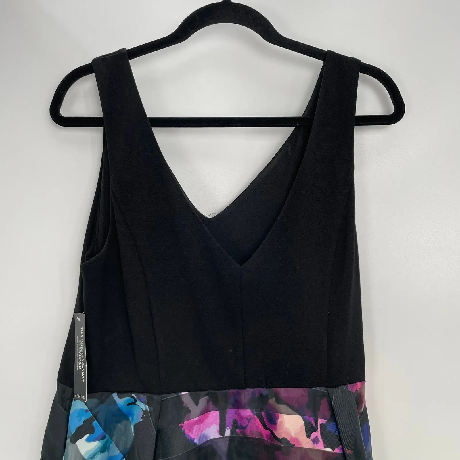 Venus Women's Black Floral Party Print‎ Cocktail Sleeveless Hi-Low Dress Size 16 - Image 5