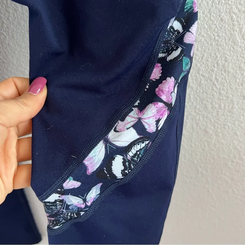 GAP Fit Butterfly Navy Active Pants Legging Workout Tights Large Regular - Image 3