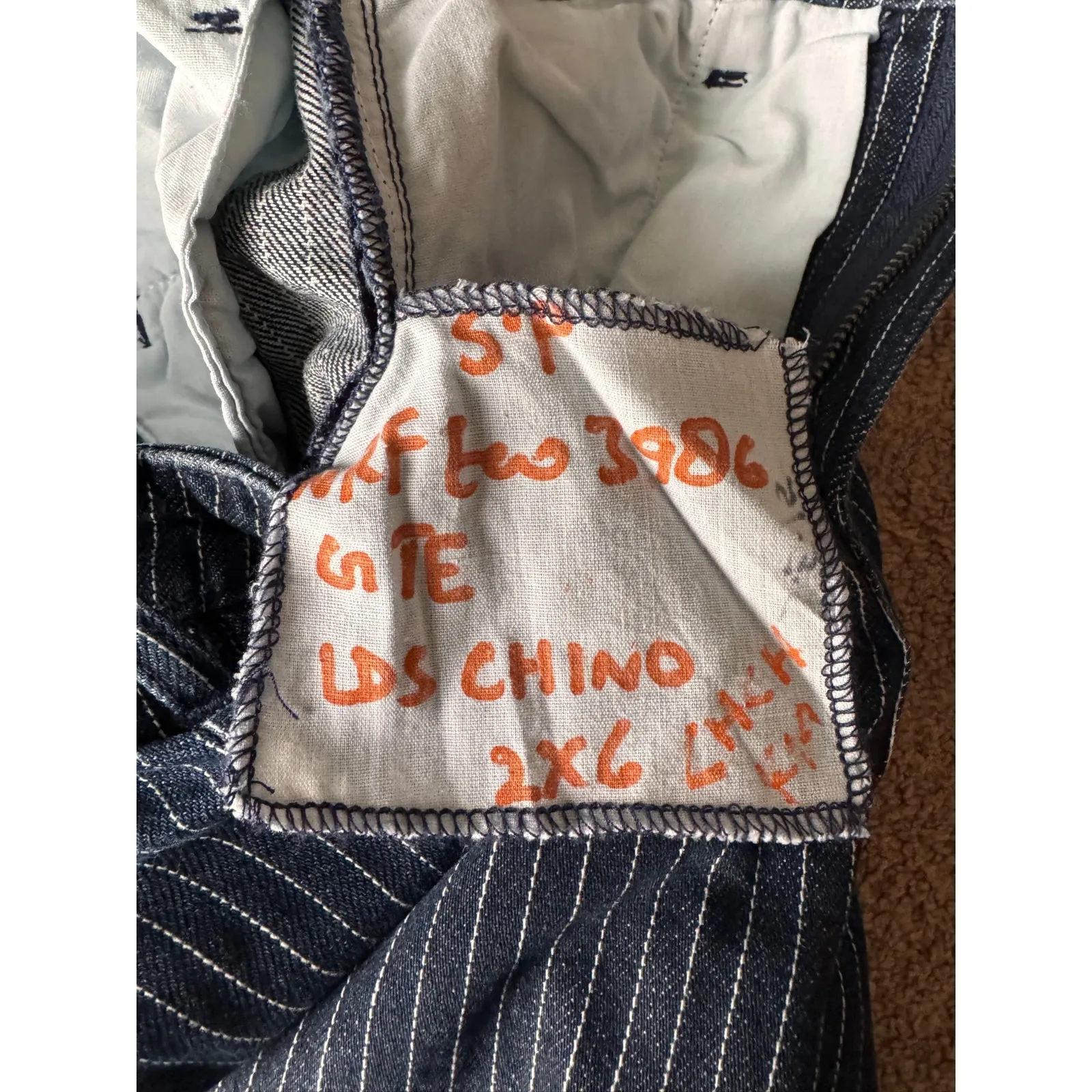 Soorty Pinstripe Chino Pants Black White Stripe Slim Fit Casual 28" Blue - Image 13