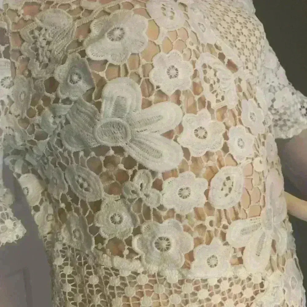 Lulus My Dearest dress crochet lace overlay lined ruffle hem Size medium #310 - Image 8