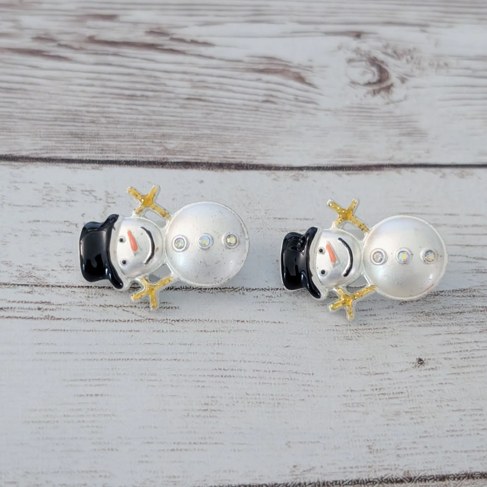 Vintage Clip On Earrings Snowman - Image 2