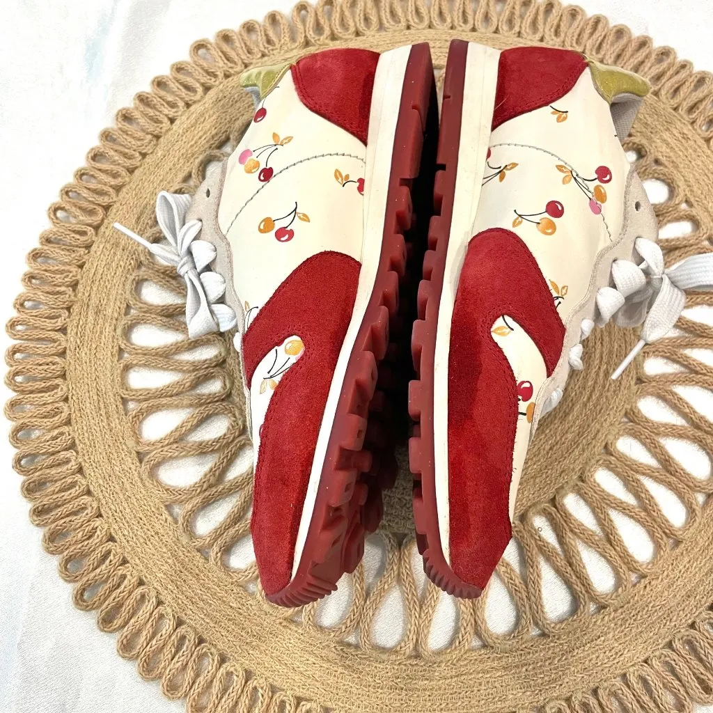 Coach Rare C125 Unicorn Cherry Embellished Sneakers Size 6.5 Red Suede - Image 5