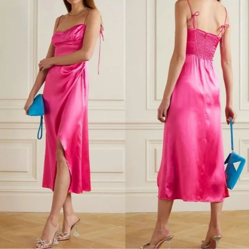 Reformation Silk‎ Marguerite Midi Dress in Pink Size 10 Formal - Image 3