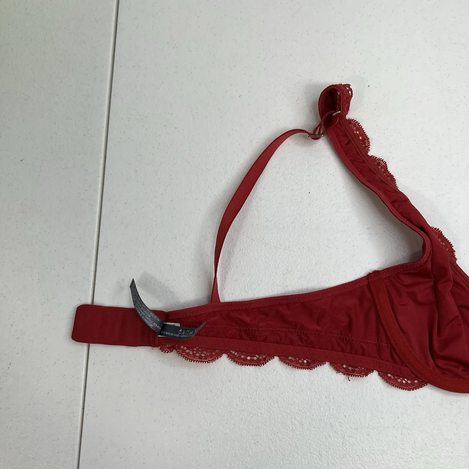 Aerie Happy Size 32A Bra Very Sexy Lined Demi Push Up Underwire Red Lace Plunge - Image 10