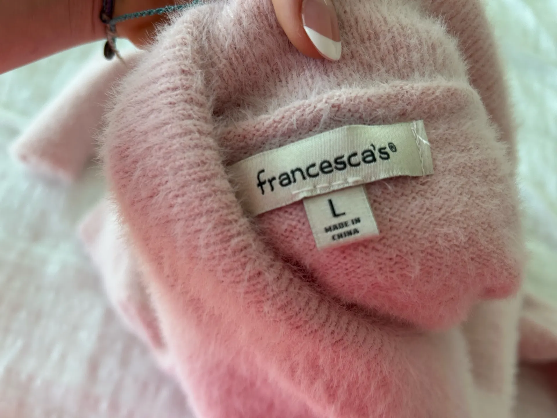 Francesca's Off-The-Shoulder Sweater Pink - Image 2