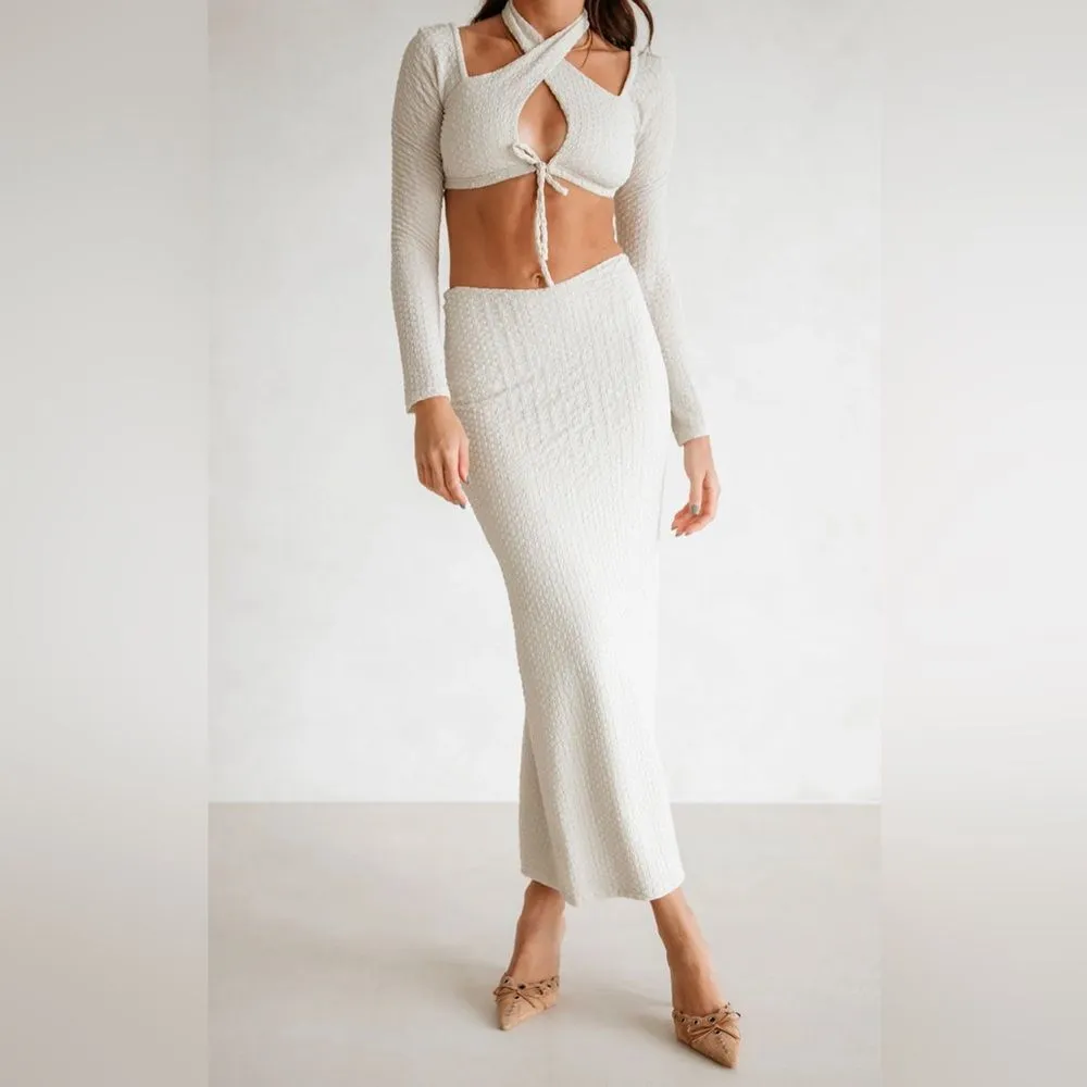 NWT SABO Maiden Textured Midi Maxi Skirt in Cream Size Small - Image 4